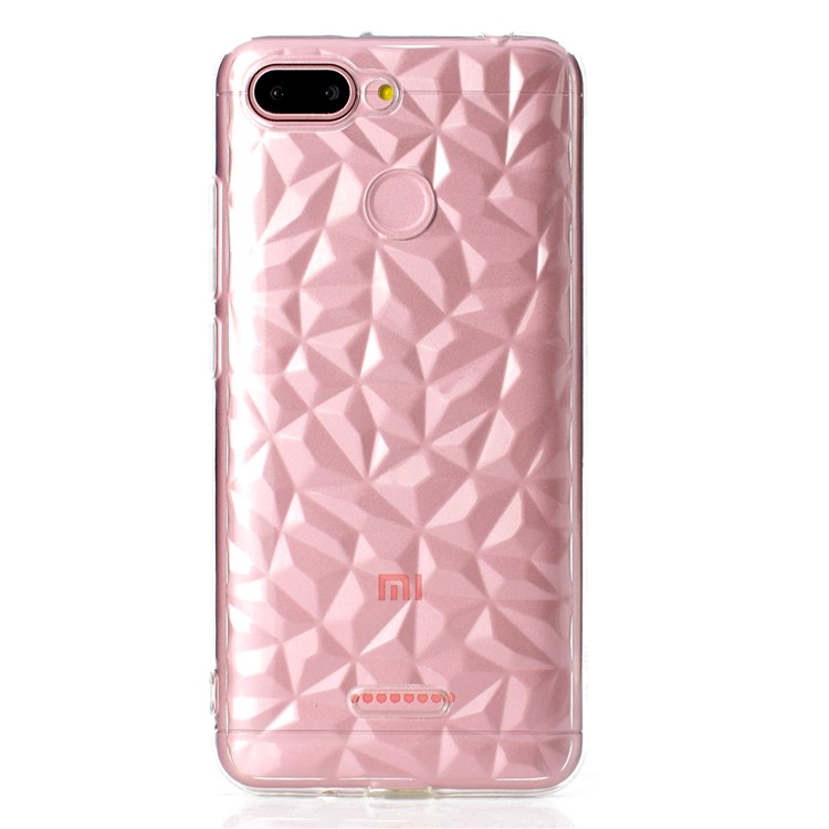 3D Diamond Grain Soft TPU Casing Accessory for Xiaomi Redmi 6 (Dual Camera: 12MP+5MP) - Transparent-2