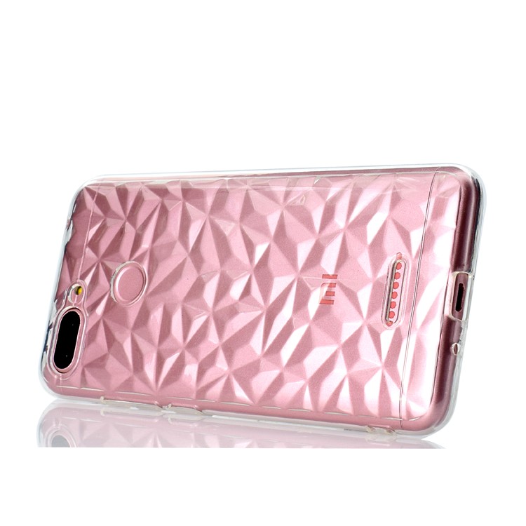 3D Diamond Grain Soft TPU Casing Accessory for Xiaomi Redmi 6 (Dual Camera: 12MP+5MP) - Transparent-5