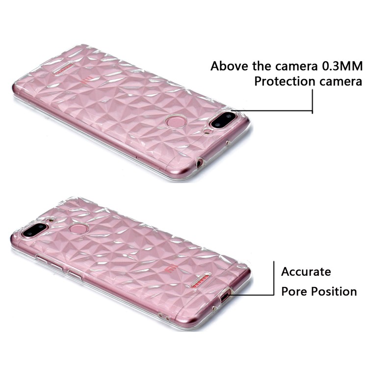 3D Diamond Grain Soft TPU Casing Accessory for Xiaomi Redmi 6 (Dual Camera: 12MP+5MP) - Transparent-8