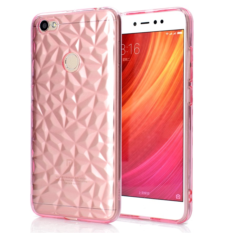 3D Diamond Grain Soft TPU Phone Case for Xiaomi Redmi Note 5A Prime/Redmi Y1 (India) - Pink-1