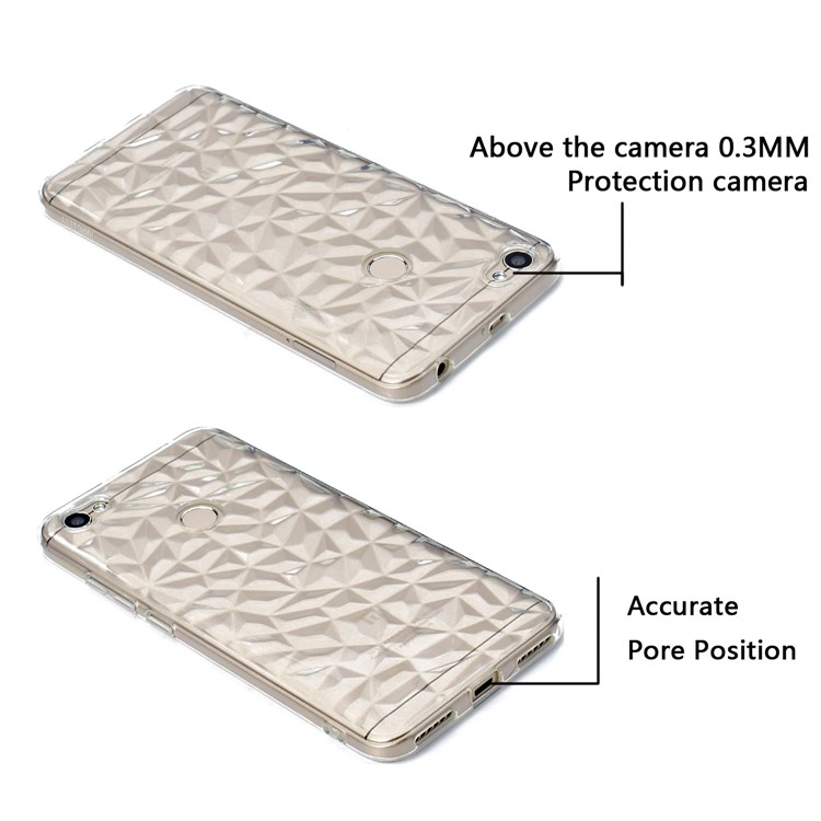 3D Diamond Grain Soft TPU Case Accessory for Xiaomi Redmi Note 5A Prime/Redmi Y1 (India) - Transparent-8