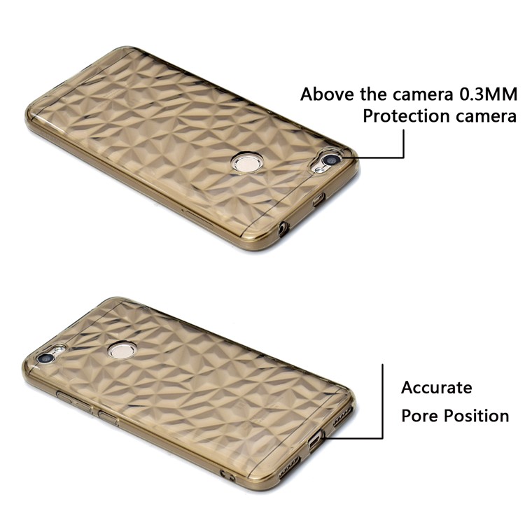 3D Diamond Grain Soft TPU Phone Shell for Xiaomi Redmi Note 5A Prime/Redmi Y1 (India) - Grey-8