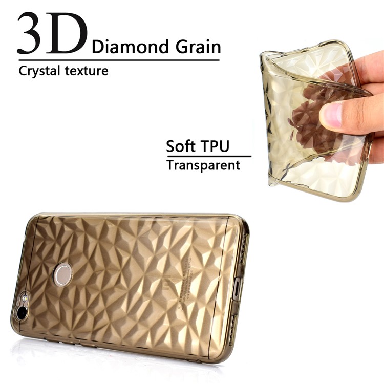 3D Diamond Grain Soft TPU Phone Shell for Xiaomi Redmi Note 5A Prime/Redmi Y1 (India) - Grey-9