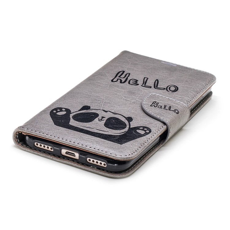 Imprinted Hello Panda Wallet Leather Stand Shell Case for Xiaomi Redmi Note 5 / Redmi 5 Plus - Grey-6