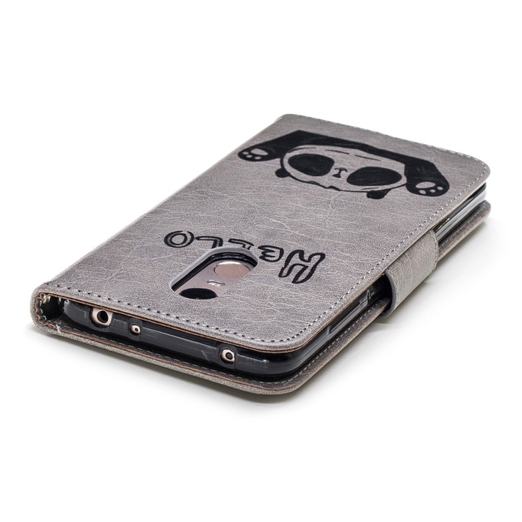 Imprinted Hello Panda Wallet Leather Stand Shell Case for Xiaomi Redmi Note 5 / Redmi 5 Plus - Grey-7