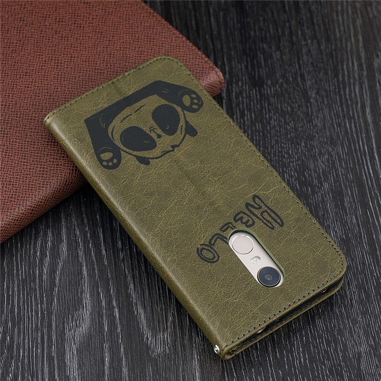 Imprinted Hello Panda Wallet Leather Protection Phone Case for Xiaomi Redmi Note 5 / Redmi 5 Plus - Army Green-10