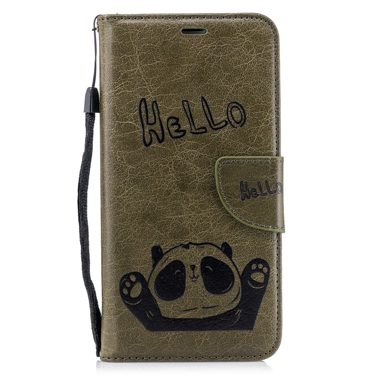 Imprinted Hello Panda Wallet Leather Protection Phone Case for Xiaomi Redmi Note 5 / Redmi 5 Plus - Army Green-2