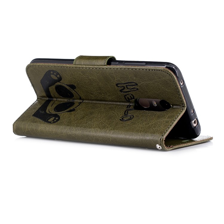Imprinted Hello Panda Wallet Leather Protection Phone Case for Xiaomi Redmi Note 5 / Redmi 5 Plus - Army Green-4