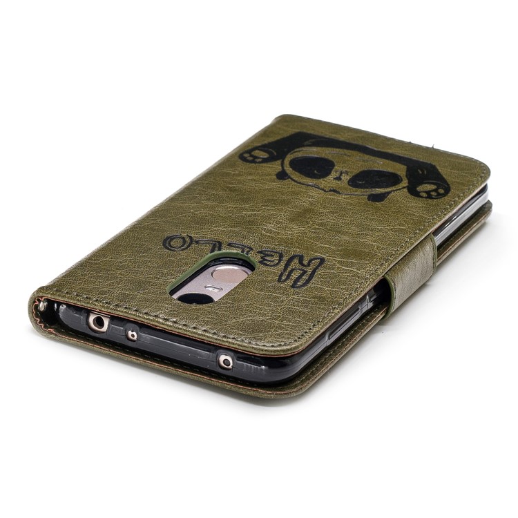 Imprinted Hello Panda Wallet Leather Protection Phone Case for Xiaomi Redmi Note 5 / Redmi 5 Plus - Army Green-7