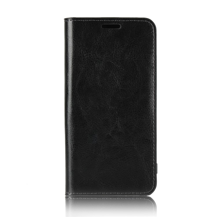 Crazy Horse Genuine Leather Wallet Case for Xiaomi Redmi 6A - Black-2