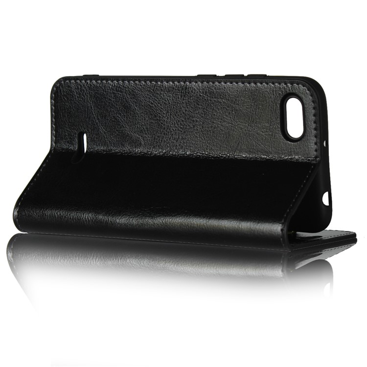 Crazy Horse Genuine Leather Wallet Case for Xiaomi Redmi 6A - Black-4
