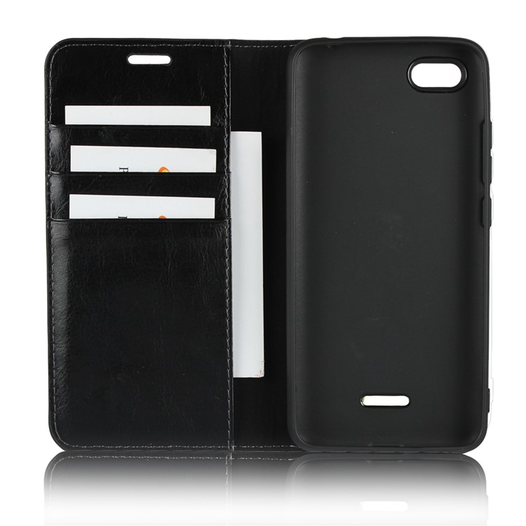 Crazy Horse Genuine Leather Wallet Case for Xiaomi Redmi 6A - Black-5
