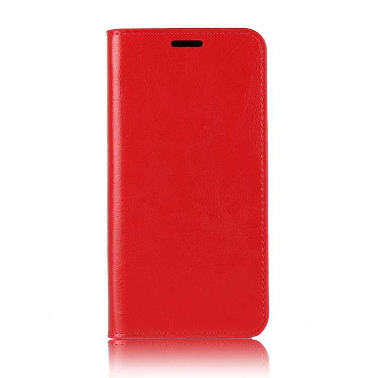 Crazy Horse Genuine Leather Wallet Cover for Xiaomi Redmi 6A - Red-2