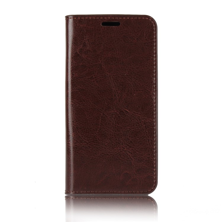 Crazy Horse Genuine Leather Stand Cover with Card Slots for Xiaomi Redmi 6A - Coffee-2