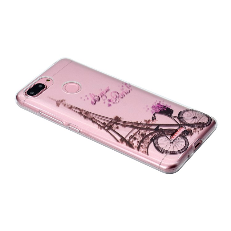 Pattern Printing Soft TPU Back Casing for Xiaomi Redmi 6 (Dual Camera: 12MP+5MP) - Eiffel Tower and Bicycle-3