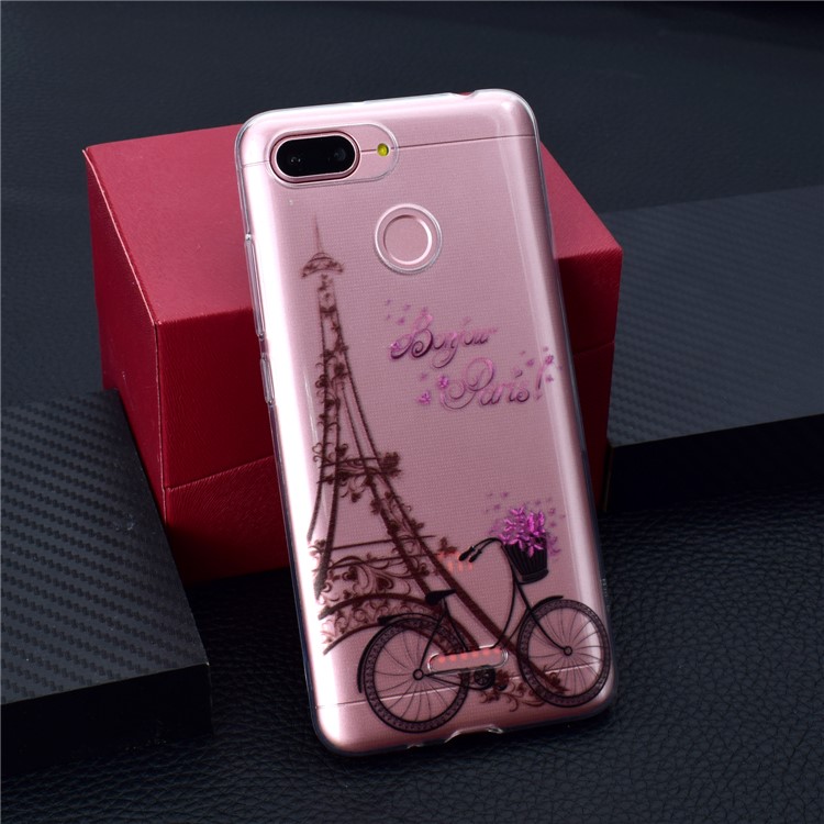 Pattern Printing Soft TPU Back Casing for Xiaomi Redmi 6 (Dual Camera: 12MP+5MP) - Eiffel Tower and Bicycle-6