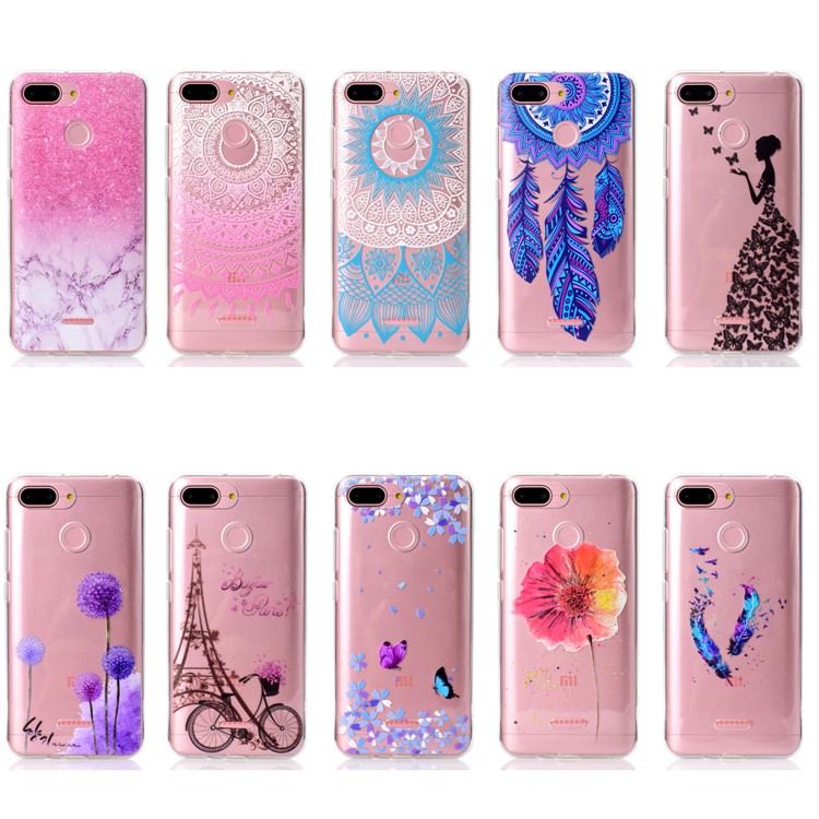 Pattern Printing Soft TPU Back Casing for Xiaomi Redmi 6 (Dual Camera: 12MP+5MP) - Eiffel Tower and Bicycle-7