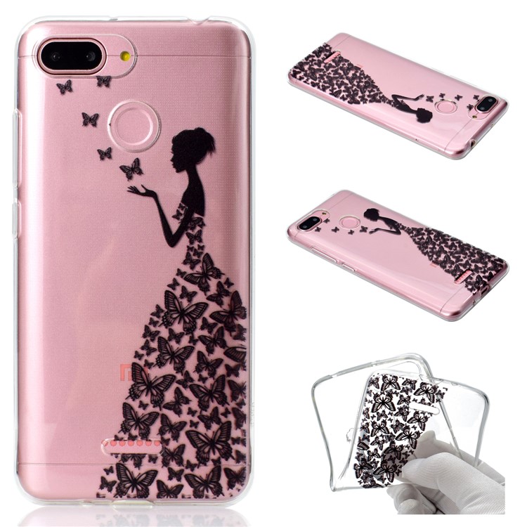 Pattern Printing Soft TPU Phone Shell for Xiaomi Redmi 6 (Dual Camera: 12MP+5MP) - Butterfly Girl-1