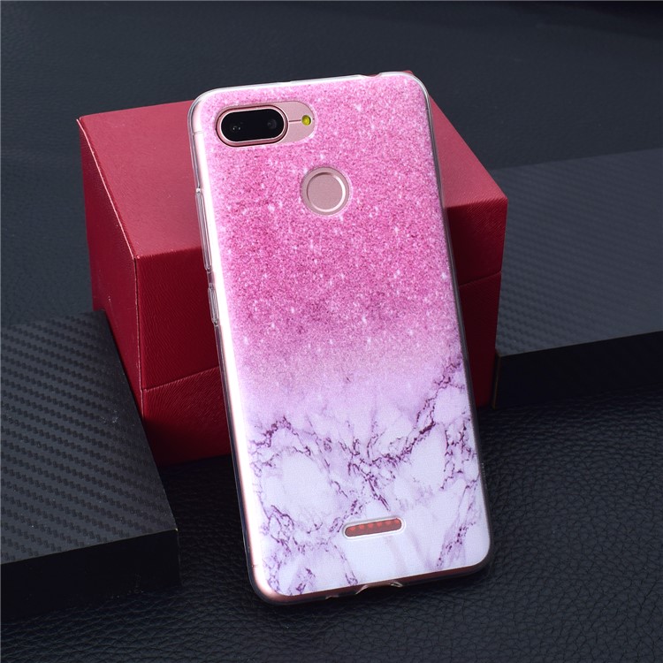 Pattern Printing Soft TPU Phone Cover for Xiaomi Redmi 6 (Dual Camera: 12MP+5MP) - Pink Marble-6