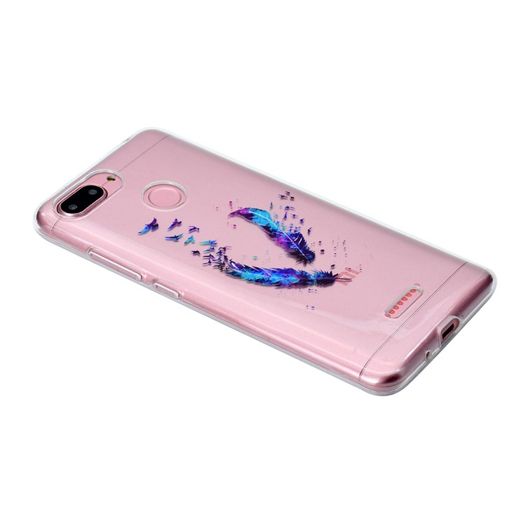 Pattern Printing TPU Cell Phone Cover for Xiaomi Redmi 6 (Dual Camera: 12MP+5MP) - Feathers-3