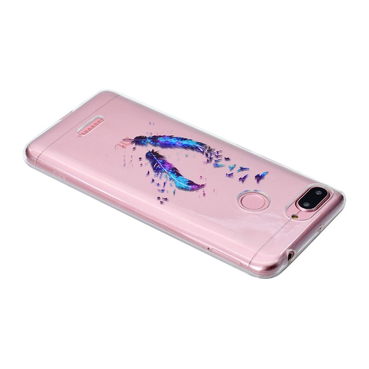 Pattern Printing TPU Cell Phone Cover for Xiaomi Redmi 6 (Dual Camera: 12MP+5MP) - Feathers-4
