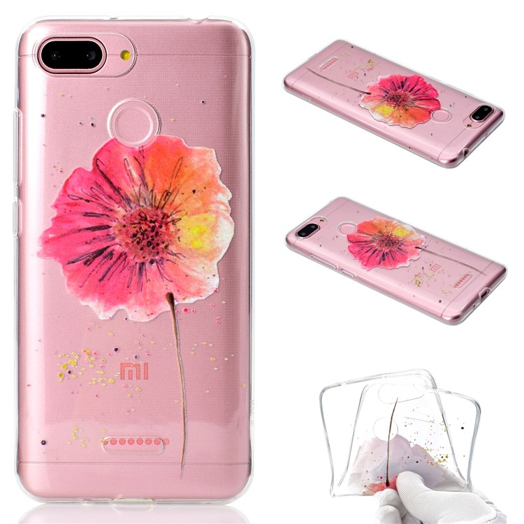 Pattern Printing Soft TPU Mobile Phone Cover for Xiaomi Redmi 6 (Dual Camera: 12MP+5MP) - Flower-1