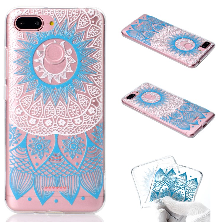 Pattern Printing Soft TPU Protection Case Cover Shell for Xiaomi Redmi 6 (Dual Camera: 12MP+5MP) - Blue Mandala-1