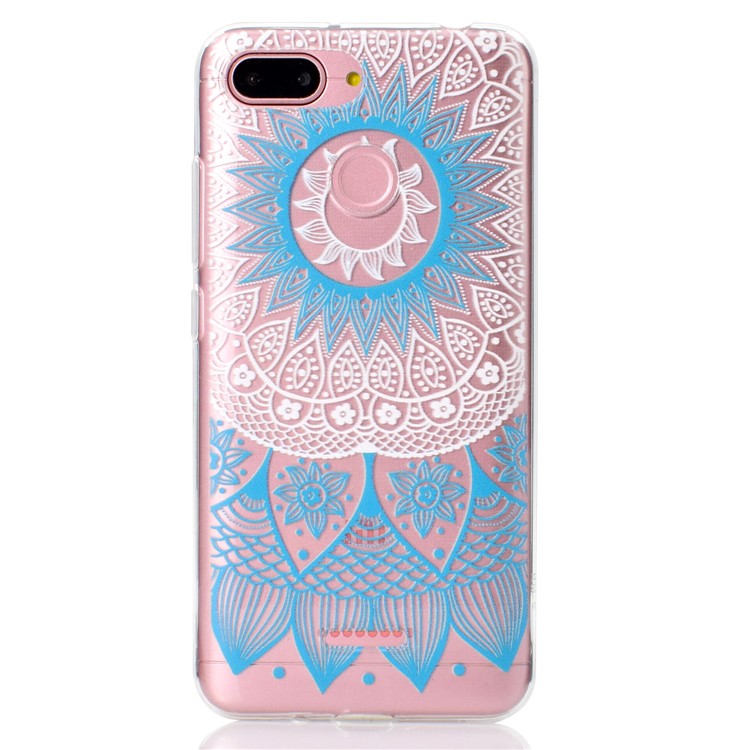 Pattern Printing Soft TPU Protection Case Cover Shell for Xiaomi Redmi 6 (Dual Camera: 12MP+5MP) - Blue Mandala-2