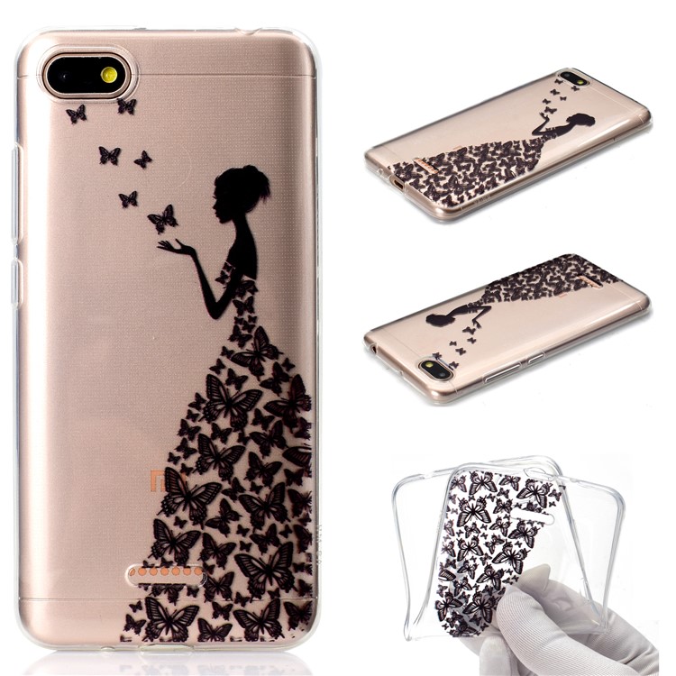 Pattern Printing Soft TPU Mobile Phone Case for Xiaomi Redmi 6A (Single 12MP Rear Camera) - Butterfly Girl-1