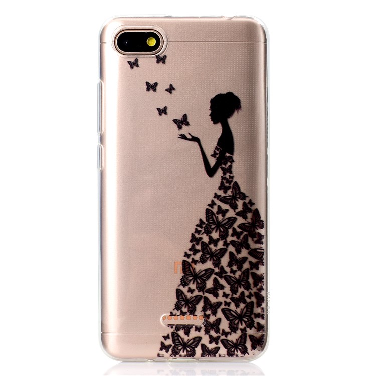 Pattern Printing Soft TPU Mobile Phone Case for Xiaomi Redmi 6A (Single 12MP Rear Camera) - Butterfly Girl-2