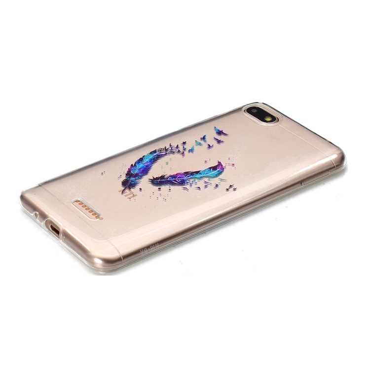 Pattern Printing Soft TPU Mobile Phone Cover for Xiaomi Redmi 6A (Single 12MP Rear Camera) - Feathers-3