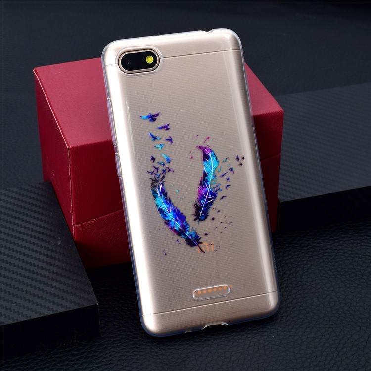 Pattern Printing Soft TPU Mobile Phone Cover for Xiaomi Redmi 6A (Single 12MP Rear Camera) - Feathers-6