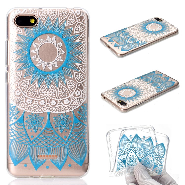 Pattern Printing Soft TPU Cover Shell for Xiaomi Redmi 6A (Single 12MP Rear Camera) - Blue Mandala-1