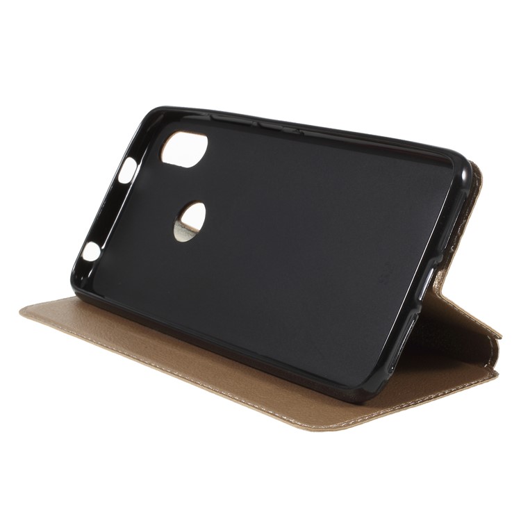 Auto-absorbed Card Holder Stand Leather Cellphone Case for Xiaomi Redmi S2 / Y2 - Gold-4
