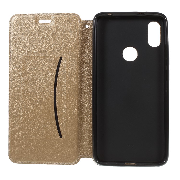 Auto-absorbed Card Holder Stand Leather Cellphone Case for Xiaomi Redmi S2 / Y2 - Gold-6