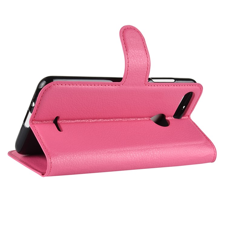 Litchi Skin Wallet Leather Stand Phone Case for Xiaomi Redmi 6 (Dual Camera: 12MP+5MP) - Rose-5