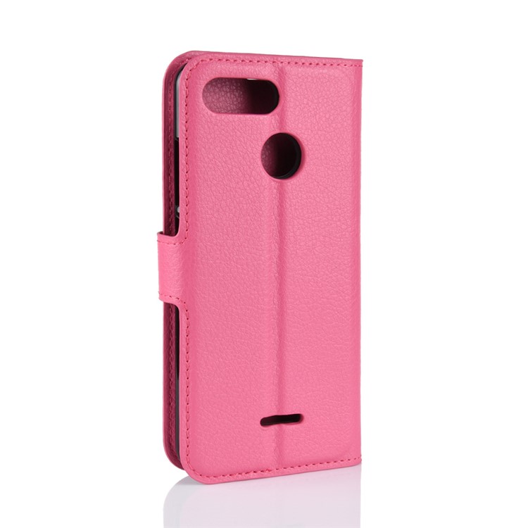 Litchi Skin Wallet Leather Stand Phone Case for Xiaomi Redmi 6 (Dual Camera: 12MP+5MP) - Rose-6