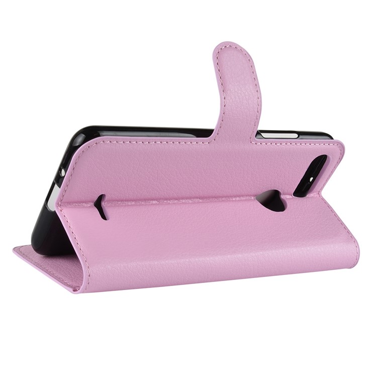 Litchi Skin Leather Stand Case with Card Slots for Xiaomi Redmi 6 (Dual Camera: 12MP+5MP) - Pink-5