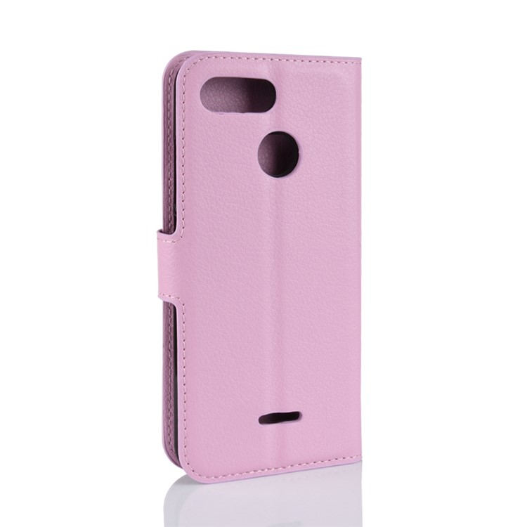 Litchi Skin Leather Stand Case with Card Slots for Xiaomi Redmi 6 (Dual Camera: 12MP+5MP) - Pink-6