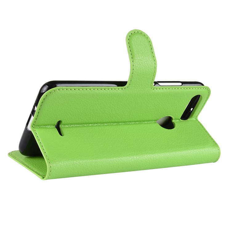 Litchi Skin Leather Stand Cover with Card Slots for Xiaomi Redmi 6 (Dual Camera: 12MP+5MP) - Green-5