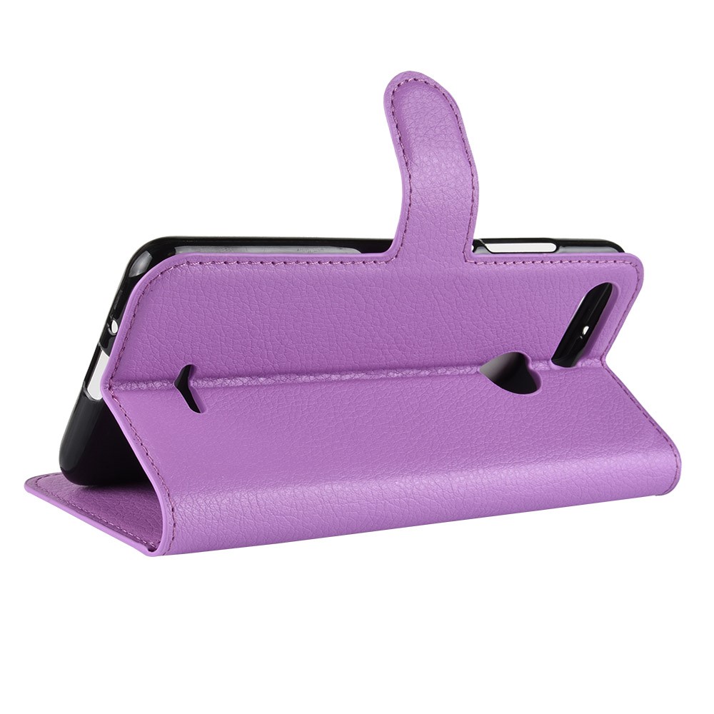 Litchi Skin Wallet Leather Case with Stand for Xiaomi Redmi 6 (Dual Camera: 12MP+5MP) - Purple-5
