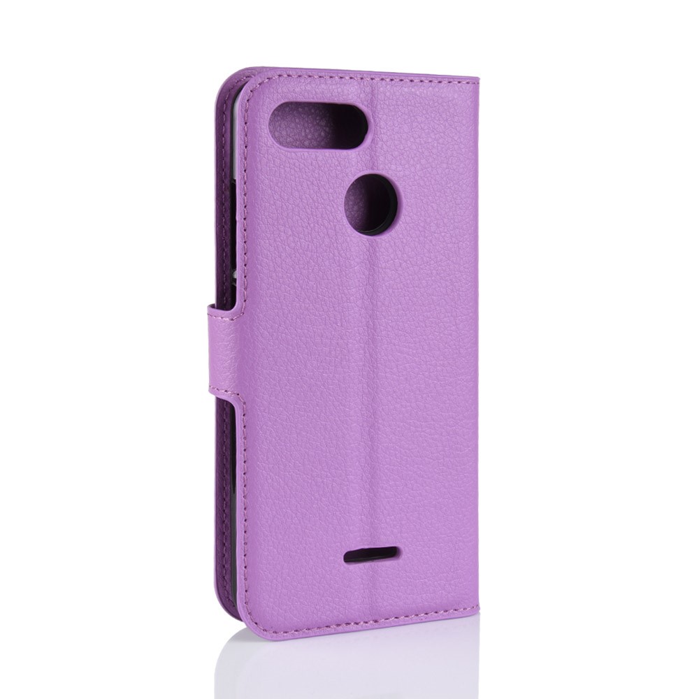 Litchi Skin Wallet Leather Case with Stand for Xiaomi Redmi 6 (Dual Camera: 12MP+5MP) - Purple-6