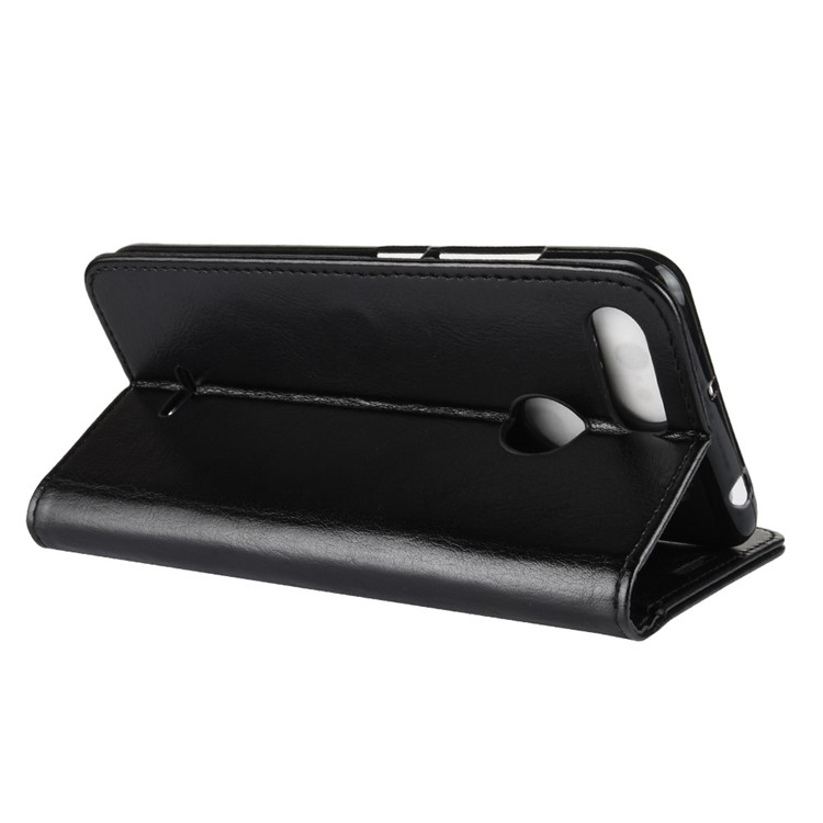 Crazy Horse Wallet Stand de Cuero Para Xiaomi Redmi 6 (cámara Dual: 12MP+5MP) - Negro