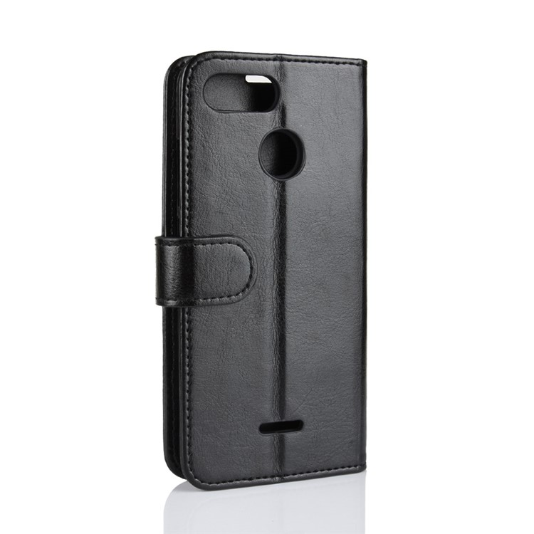 Crazy Horse Wallet en Cuir Case de Support Pour Xiaomi Redmi 6 (double Caméra: 12mp + 5mp) - le Noir