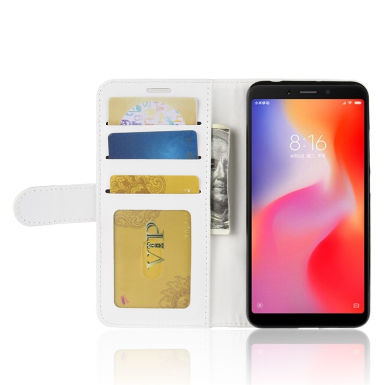 Crazy Horse Wallet Leather Stand Cover for Xiaomi Redmi 6 (Dual Camera: 12MP+5MP) - White-5