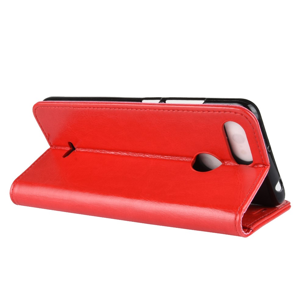 Crazy Horse Magnetic Leather Stand Case for Xiaomi Redmi 6 (Dual Camera: 12MP+5MP) - Red-6