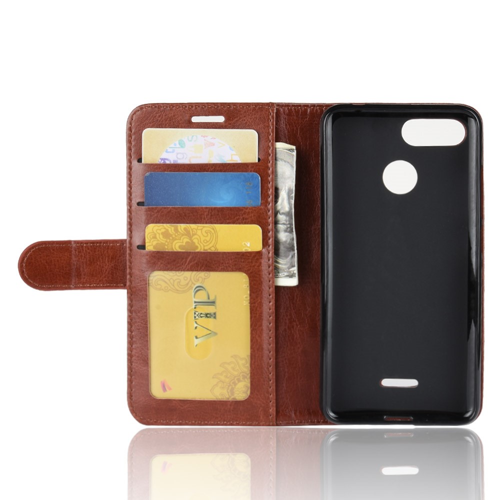 Crazy Horse Magnetic Leather Stand Cover for Xiaomi Redmi 6 (Dual Camera: 12MP+5MP) - Brown-5