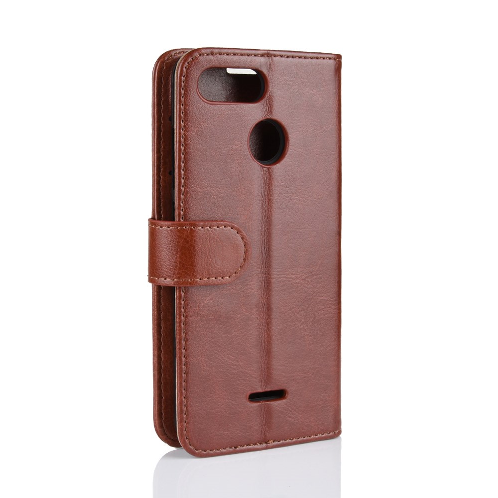 Crazy Horse Magnetic Leather Stand Cover for Xiaomi Redmi 6 (Dual Camera: 12MP+5MP) - Brown-8
