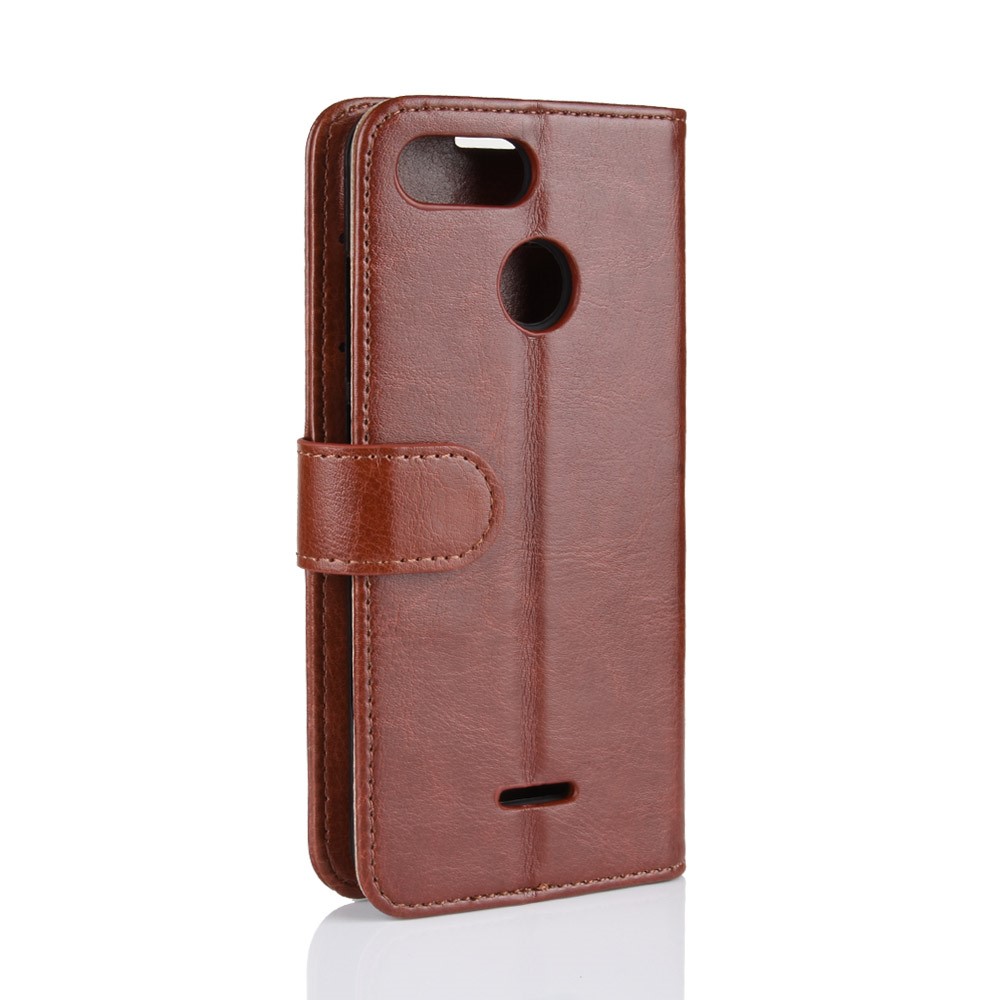 Crazy Horse Magnetic Leder Stand Cover Für Xiaomi Redmi 6 (Dual-Kamera: 12MP + 5MP) - Braun