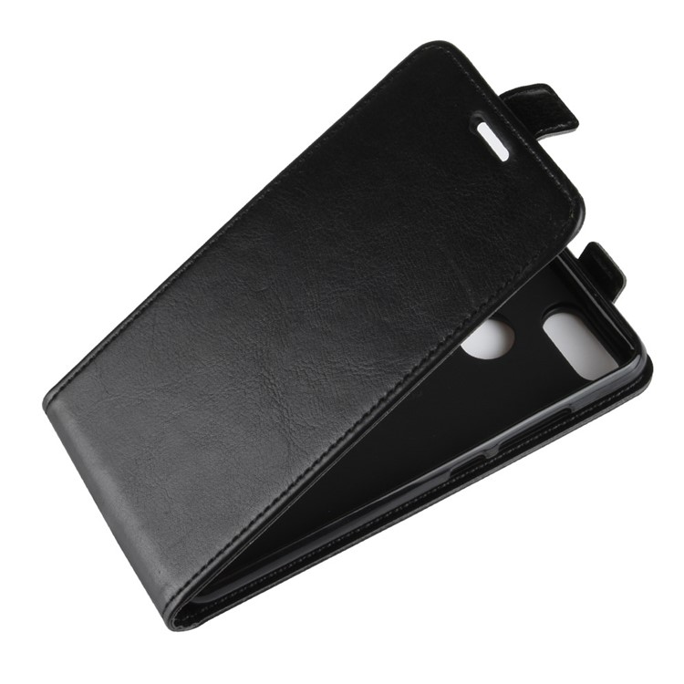 Crazy Horse Vertical Flip Leather Phone Basing Avec Support de Carte Pour Xiaomi Redmi 6 (double Caméra: 12mp + 5mp) - le Noir